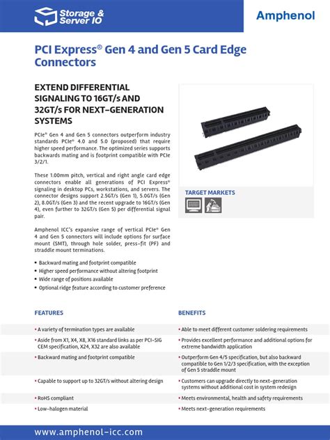 PCI Express ® Gen 4 and Gen 5 Card Edge Connectors.